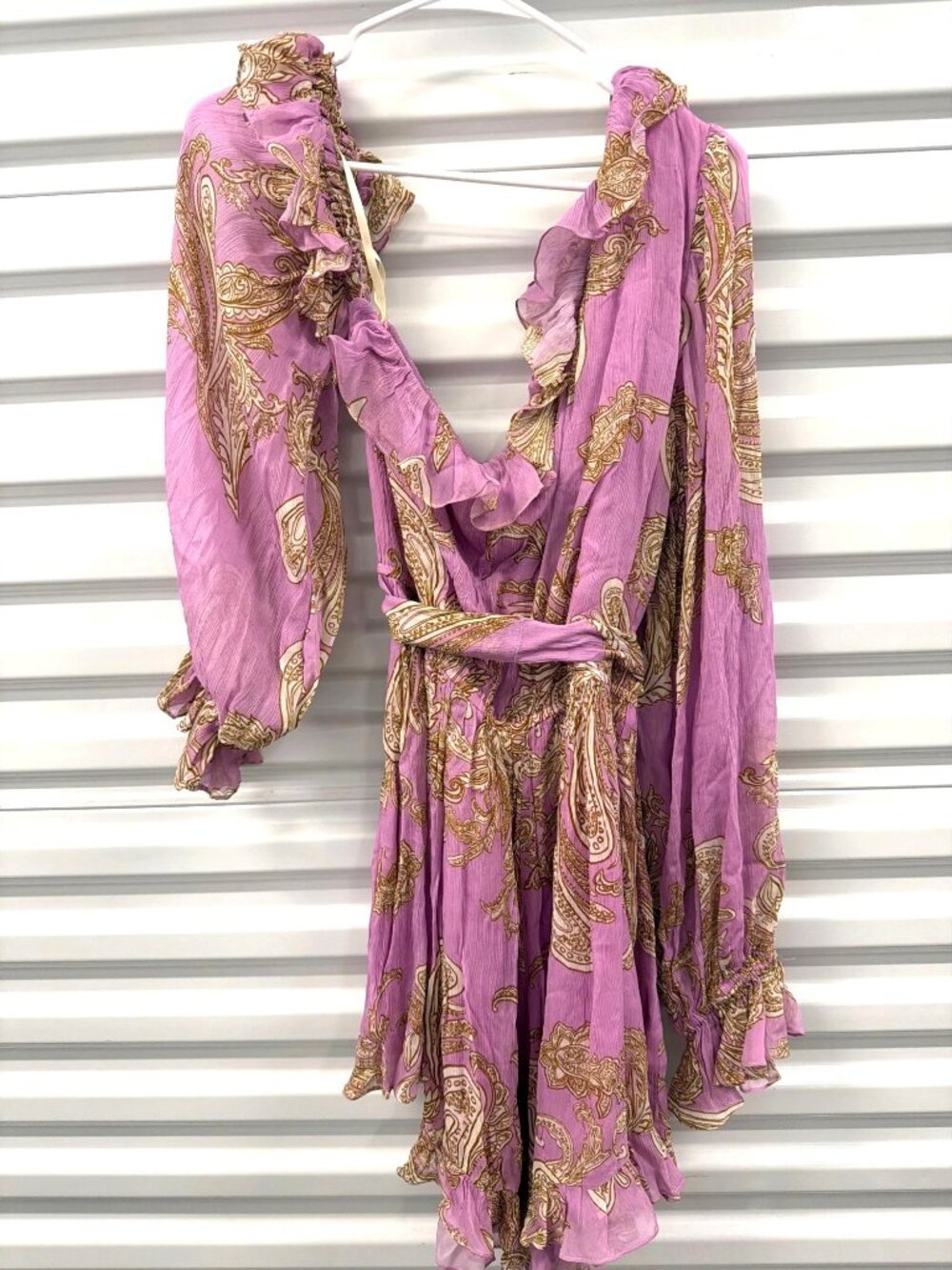 Hemant & Nandita Jiah Romper With Tie Up Belt Lilac Womens Size XS - Picture 12 of 14